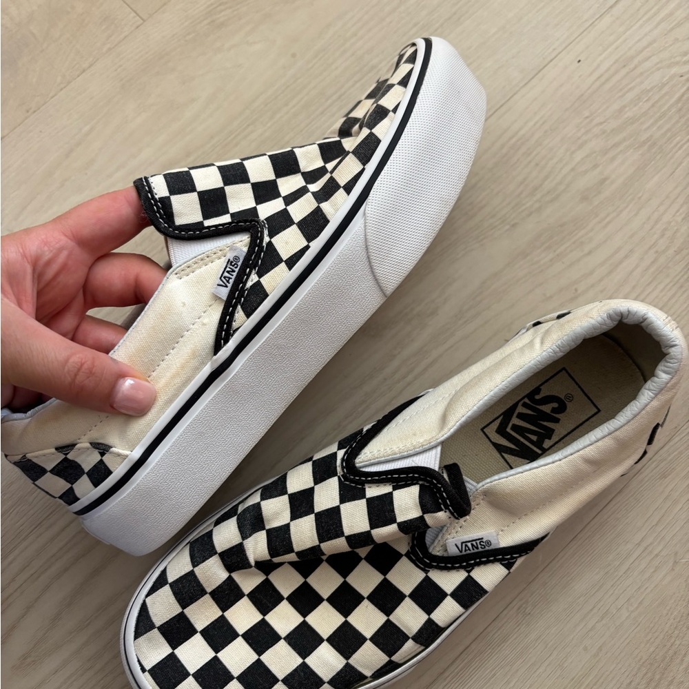 Vans Black and White Checkerboard Slip-Ons